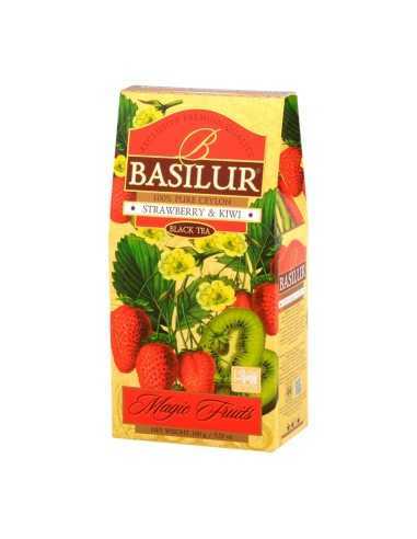 Te Frutas Negro Con Frutilla Kiwy Hoja - Basilur