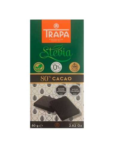 Chocolate con 80 % Cacao con stevia -Trapa